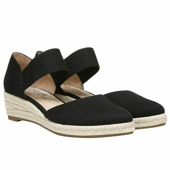 Life Stride Shoes - Life Stride Velocity 2.0 Women's Kaylee Espadrille Wedge Sandal --Black